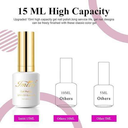 Imtiti Gel Nail Polish, 1 Pcs 15ml Dark Pink Color Gel Polish Soak Off Nail Art Manicure Salon DIY Nail Lamp Gel Nail Design Decoration at Home Gift for Women, 0.5 Fluid Ounces