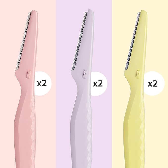 Tinkle Everglow Dermaplane Razor (6 ct), Eyebrow Razor & Face Razors for Women, Peach Fuzz Remover, Dermaplaning Tool, Stainless Steel Blades