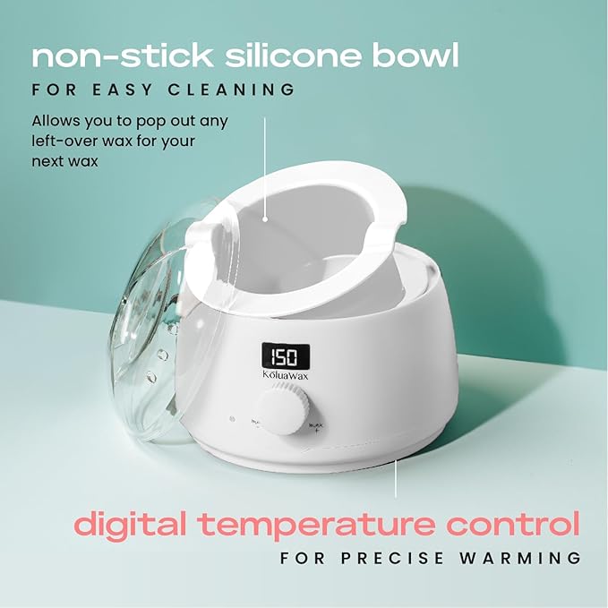 KoluaWax Premium Waxing Kit for Women - Hot Melt Hard Wax Warmer for Hair Removal, Eyebrow, Bikini, Legs, Face, Brazilian Wax - Machine, 4-Pack Beads, Accessories, White