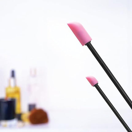 S&T INC. Makeup Spatula, Large and Mini Silicone Spatula Set for Cosmetics, Shampoo, Hair Care, and Skin Care Products, 2 Piece Set, Black/Pink
