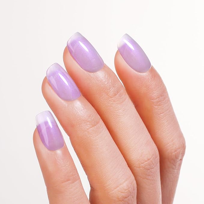 Pearl Gel Nail Polish, Purple Transparent Shimmer Shell Nail Gel Polish Glitter Mermaid Gel Polish Iridescent Pearlescent Sparkle Spring Summer Nail Polish Soak Off Led UV Manicure 15ML