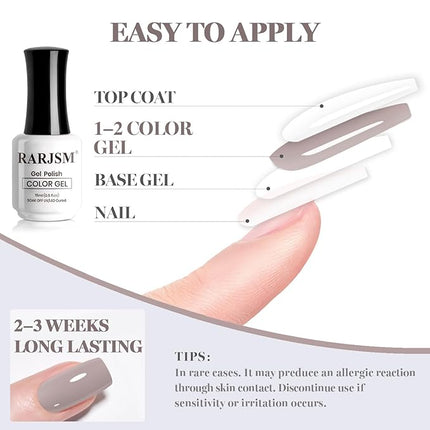 RARJSM Gray Brown Gel Nail Polish 1PCS 15ML Long Lasting Opaque Milky Greyish Brown Creamy Gelpolish Soak off U V Curing Required Nail Art French Manicure Salon DIY at Home