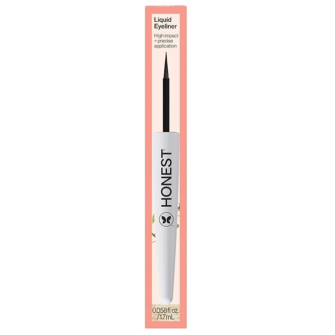 Honest Beauty Longlasting Liquid Eyeliner | Smudge + Flake Proof, Precise Application | Hypoallergenic, Vegan, + Cruelty Free | Black, 0.58 fl oz