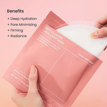 Brandroid Skin Clearing Collagen Face Mask - Deep Cleaing Facial Mask for Wrinkles & Elasticity, Anti-Aging Korean Skincare, Pimple cleansing Sleeping Mask with Hyaluronic Acid & Peptides, 4-Pack