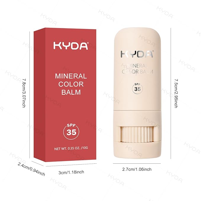 KYDA Mineral Color Balm, SPF 35, Buildable Shimmer Color for Lip and Cheek, Natural Shimmer Cream Blush Stick, Lightweight Blendable, Multiuse Makeup Balm, PRETTY