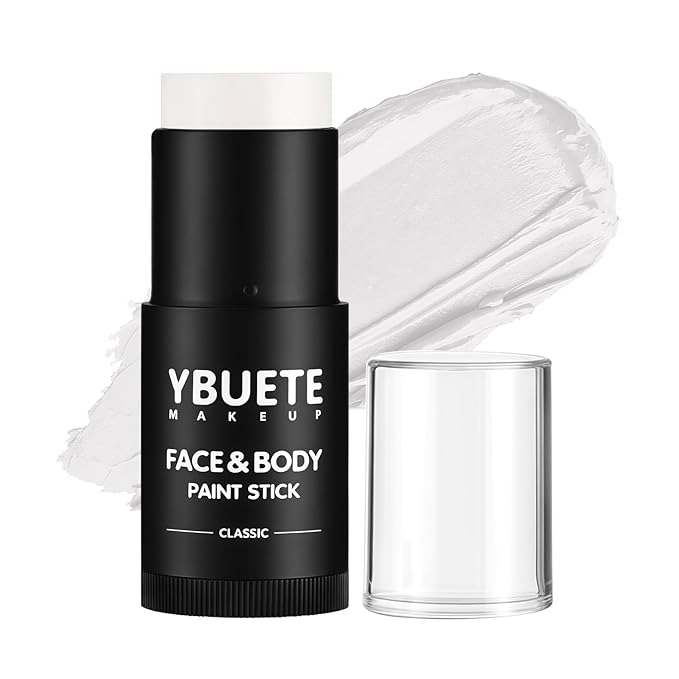 White Face Body Painting Stick, Professional Full-coverage Cream White Face Paint for Halloween SFX Skeleton Ghost Zombie Clown Goth Cosplay Makeup, Washable Body Stick for Adult Costume Party