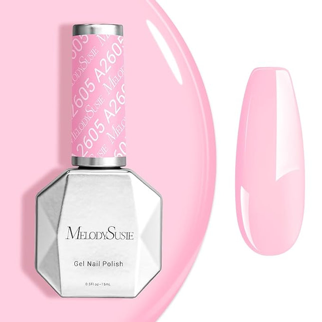 MelodySusie Light Pink Gel Nail Polish,0.5fl oz Nails Soak Off UV LED Macaron Creamy Pink Gel Polish Gift for Women Nail Art Manicure Salon DIY Nail Design Decoration at Home-A2605