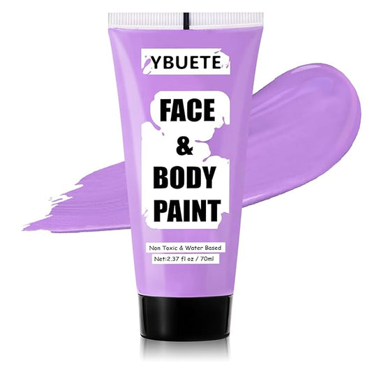 Light Purple Water Based Face Body Paint, 2.37 OZ Large Tube Full Coverage Face Paint for Ursula Cosplay Makeup,Washable Light Purple Body Painting for Adult Costume Party Halloween SFX Makeup