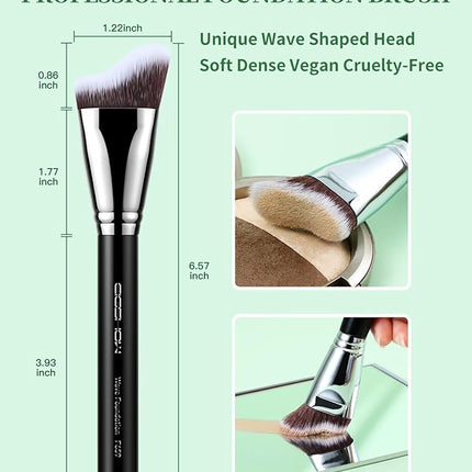 EIGSHOW Foundation Brush with Wave Shaped Head for Liquid, Cream, Powder Blending Cheekbones Jawline, Large Premium Dense Synthetic Bristles (F659)