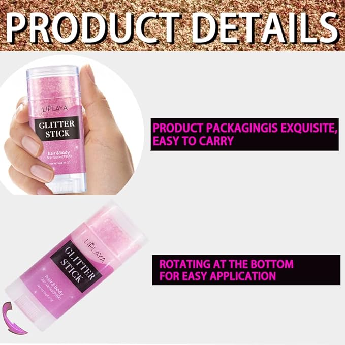 Purple Face Body Glitter Stick, Mardi Gras Outfit for Women and Kids,Sparkly Holographic Party Festival Rave Mardi Gras Accessories for Carnival, Chunky Holographic Face Glitter Makeup