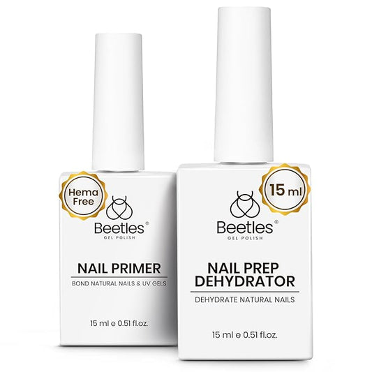 Beetles 15ml Nail Dehydrator and Primer - Acid Free & Hema-Free Natural Prep Dehydrate and Bond Primer for Acrylic Fast Dry Nail Supplies Professional Salons Halloween Set