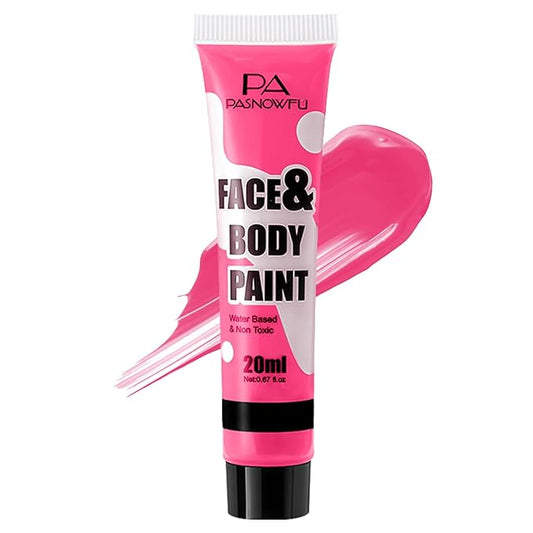 Pink Face Paint -Water Based Non-Toxic Highly Pigmented Body Painting for Vintage Doll Puppet Halloween SFX Cosplay, Full Coverage Washable Paint for Costume Party Stage Performance