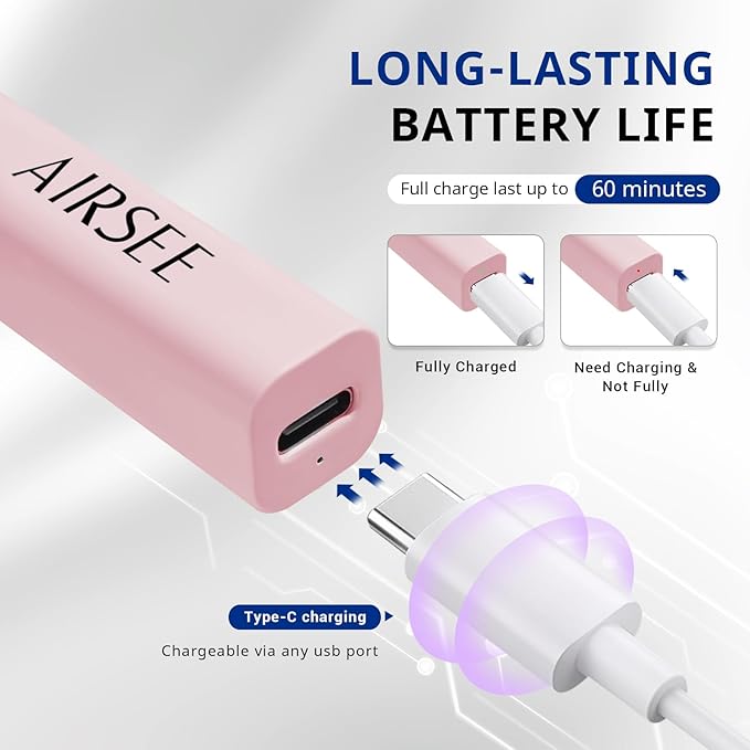 AIRSEE Mini Handheld UV Light for Gel Nails with Stand,Portable Rechargeable Nail Lamps,2 Timers for Fast Nail Extension,Rhinestone Glue Decoration,Gel Nail Strips at Home,Travel(Pink)