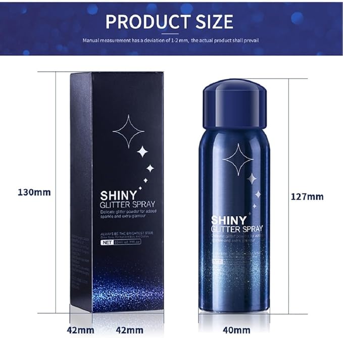 Body Glitter Spray, Perfect Body Shiny for Music Festival Rave Stage Makeup Hair and Face Shimmer Glitter Spray. 2.11 Oz