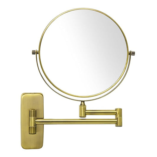 GURUN 8-Inch Double-Sided Wall Mount Makeup Mirrors with 10x Magnification Bathroom Mirror for Hotel Antique Satin Brass Finished M1406K(8in,10X)