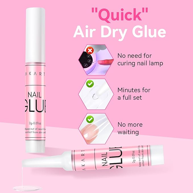 Makartt Super Strong Nail Glue for Press On Nails- Acrylic Nails Nail Tips Glue for Stick On Nails Long Lasting for Fake Nails Broken Nails Repair Professional Nail Adhesive 0.07oz 5Pcs, Hema Free