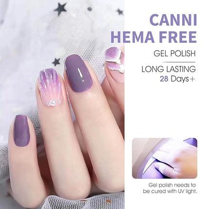 CANNI Purple Gel Nail Polish Set – 6 Colors (Lavender, Ice Blue, Lilac, Baby Blue, Light Purple), 9ML Soak Off UV LED Gel Nail Kit for DIY Nail Art & Home Salon