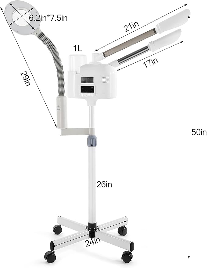 Professional 3 in 1 Facial Steamer Upgrade Esthetician Steamer with hot & Cold Nozzle 5X LED Magnifying Lamp Beauty Salon Spa