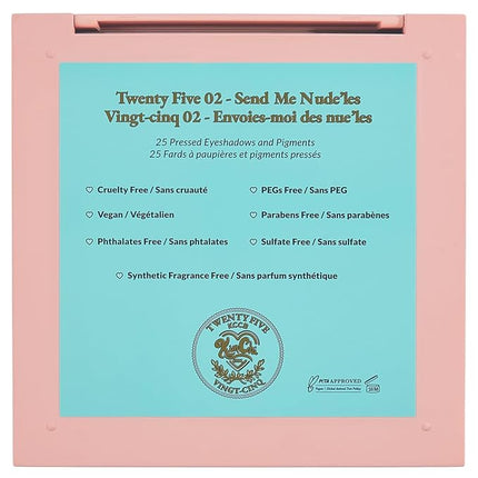 Kimchi Chic Beauty Twenty Five Eyeshadow Palette - 25 Shimmer & Matte Shades for Day to Night Looks, Cruelty Free & Vegan Send Me Nude'Les 0.5 oz