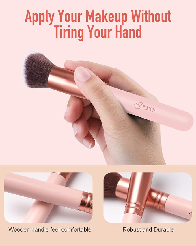 Makeup Brushes Makeup Brush Set, BESTOPE PRO Makeup Brushes Kit, 16Pcs Professional Makeup Brush Set for Eye and Face, Foundation Powder Concealers Blush Eyeshadow Brush Make UP Brushes Kit Pink