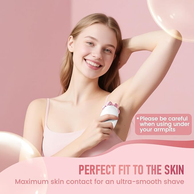 Electric Razors for Women, 7D Rotary Shaver for Legs Bikini Rechargeable, Wet/Dry Hair Removal Kit for Whole Body, Cordless Lady Trimmer Groomer, Wider Shaving Surface, Pink