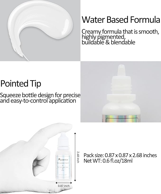 Mysense Red White and Blue Face Paint,Patriotic USA Flag Makeup,4th of July Outfit Accessories,Water Based Non-toxic Cream Body Paint for Adults and Kids Halloween SFX Cosplay Clown Makeup,0.6oz/pc