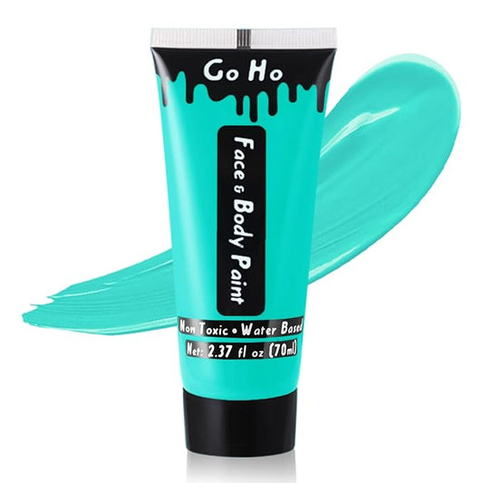Go Ho Teal Face Body Paint Washable(2.37oz/pc),Water Based Cream Face Paint,Teal Body Paint for SFX Cosplay Costumes Festivals Halloween Makeup