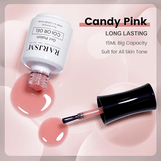 RARJSM Nude Gel Nail Polish Candy Pink Neutral Skin Tone Sheer Jelly Gel Polish 1PC 15ml Single Bottle Cream Transparent Pink Nail Gel Polish Soak off UV LED Cured for Home Salon DIY Manicure