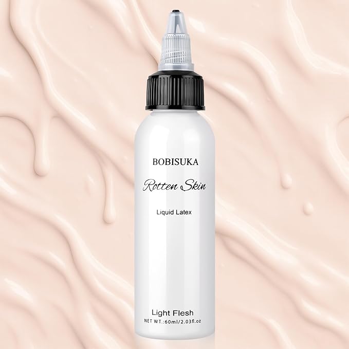 Halloween Liquid Latex SFX Makeup(2 fl oz)– Fake Skin & Wounds for Zombie, Clown, Vampire Costume, Cosplay, Special Effects Scars, Cuts Make Up for Face and Body, Fast-Dry, Non-Toxic, (Light Flesh)