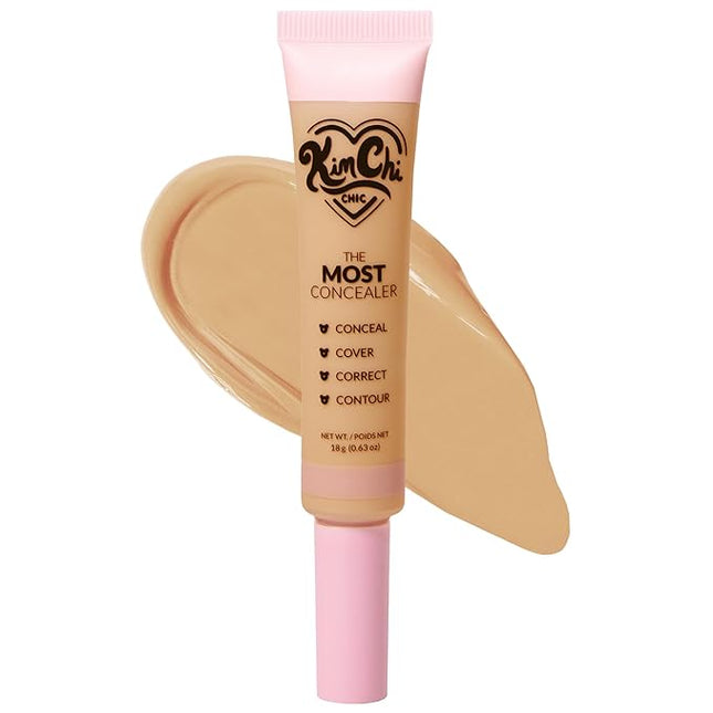 KimChiChic Beauty The Most Concealer, Full Coverage Water Resistant Multi-Use Concealer, Conceal, Correct, Contour & Highlight, Matte Satin Finish, Brush Applicator, 0.63 oz, 6.5-Sandy Beige
