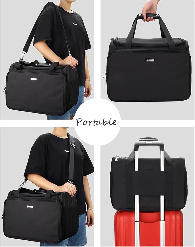 MONSTINA Rolling Makeup Train Case with Four Small Makeup Bag+ Professional Hairdressing Bag,Makeup Case for Hairstylist,Makeup Artist Trolley Travel Makeup Case with Adjustable Divider (Black)