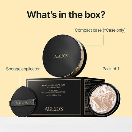 [Vegan] AGE20'S Signature Essence Pact | Pack of 1 | 28N WALNUT | Korean Cushion Foundation | Cream Foundation, Dewy & Glow Finish, Natural Coverage, SPF 50+