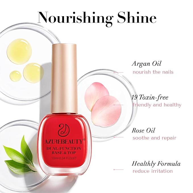 AZUREBEAUTY Red Nail Polish Burgundy Quick Dry Natural Infinite Shine Nail Lacquer Fingernail Polish Strengthening Treatment Kit Salon-Quality for Women 10ml