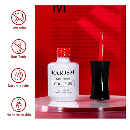 RARJSM Red Gel Nail Polish BrightRed GelNailPolish 1PCS 15ML Opaque Long Lasting NeonRed GelNail Polish Soak off U V Curing Required Nail Art French Manicure Salon DIY at Home