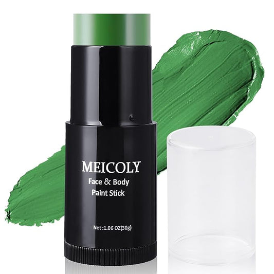 MEICOLY Green Face Body Paint Stick(1.06 Oz),St.Patrick’s Day Face Paint Makeup Accessories,Hunting Hulk Gamora Camo Face Paint,Waterproof Green Eye Black for Sports,Halloween SFX Cosplay Makeup