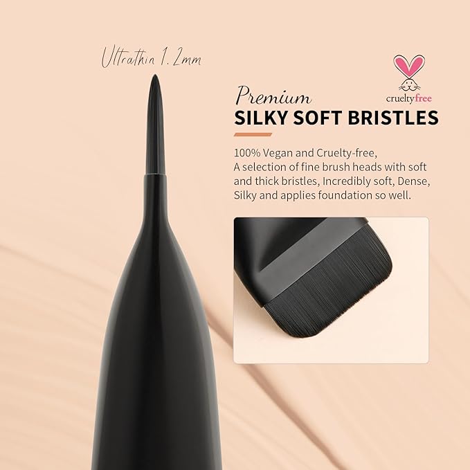 docolor Flat Foundation Brush for Liquid Makeup,Ultra Thin Liquid Foundation Brush Premium Makeup Face Brush for Blending, Cream, Thin Foundation Brush Makeup Tool Face Foundation Flat Brush, Black