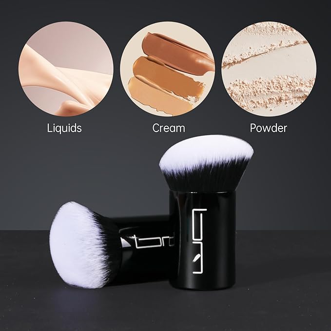 2pcs Retractable Foundation Makeup Brush, Kabuki Brush For Powder, Blush, Bronzer, Concealer, Portable Brush Cover, Perfect for Travel(Black)