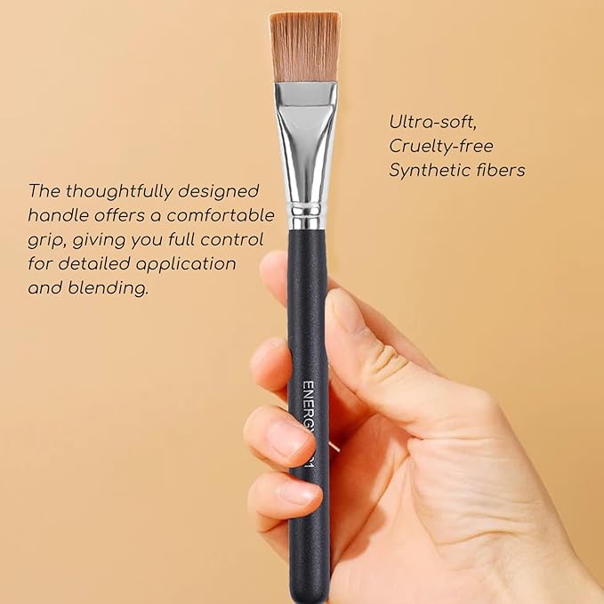 ENERGY Square Foundation Brush Professional Flat Facial Mask Brush for Blending Liquid Cream Foundation Emulsion Cosmetics Vegan Face Makeup Brush