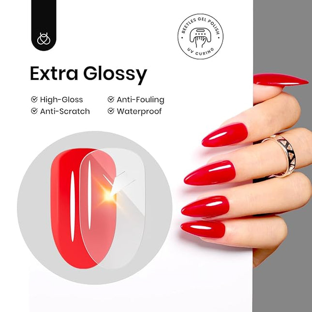 Beetles Gel Top Coat - Extra Glossy Top Coat Gel Polish 15ml, Shine Finish and Long Lasting, Soak Off UV & Nail Lamp DIY Manicure Gift for Women