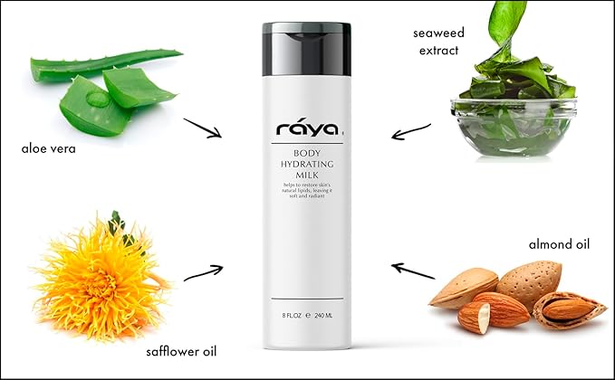 Raya Body Hydrating Milk 8 oz (S-102) | Hydrating, Moisturizing, and Restorative Body Lotion | Rich in Natural Oils, Butters, and Vitamins | Calms and Softens