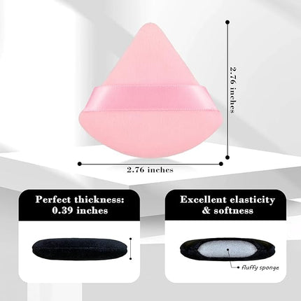 8Pcs of Triangular Powder Puff Makeup Sponges, Made of Super-soft Velvet, Designed for Contouring, Eye, and Corner, Beauty Blender Foundation Mixing Container.