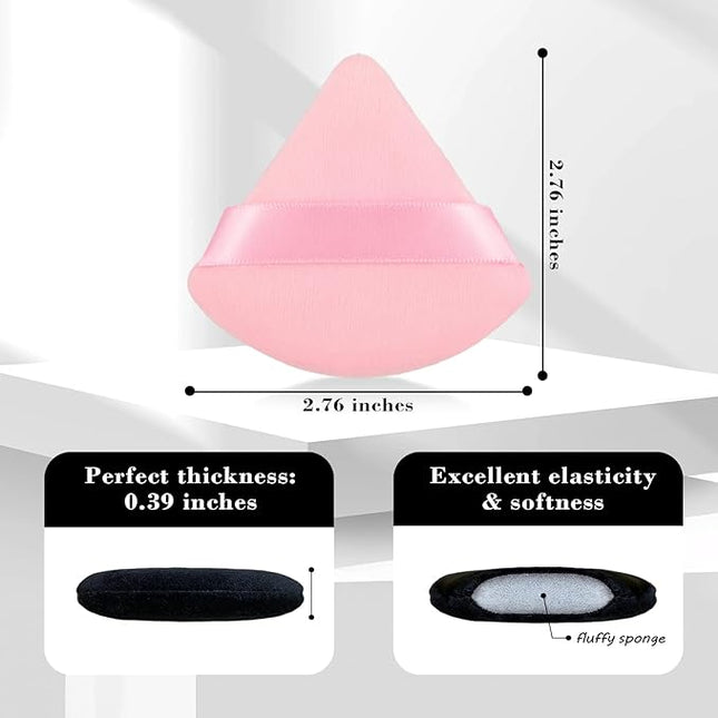 8Pcs of Triangular Powder Puff Makeup Sponges, Made of Super-soft Velvet, Designed for Contouring, Eye, and Corner, Beauty Blender Foundation Mixing Container.