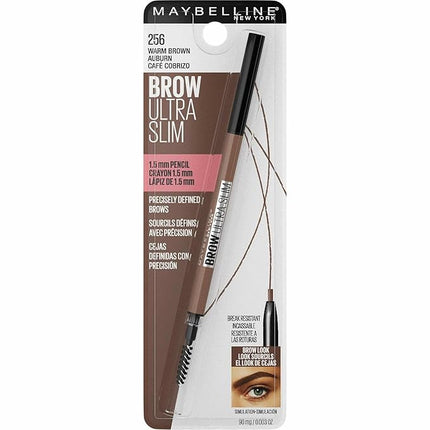 Maybelline Brow Ultra Slim Defining Eyebrow Makeup Mechanical Pencil With 1.55 MM Tip And Blending Spoolie For Precisely Defined Eyebrows, Warm Brown, 0.003 oz.
