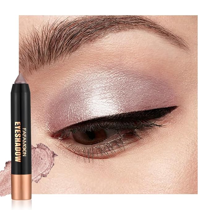 Monochrome Cream Glitter-Shimmer Eye Shadow Stick Palette makeup | 2-in-1 Eyeshadow & Eyeliner Pencil for Women | Waterproof, Vegan & Cruelty-Free | Sombras Para Ojos | 03 Shimmer Rose Gold