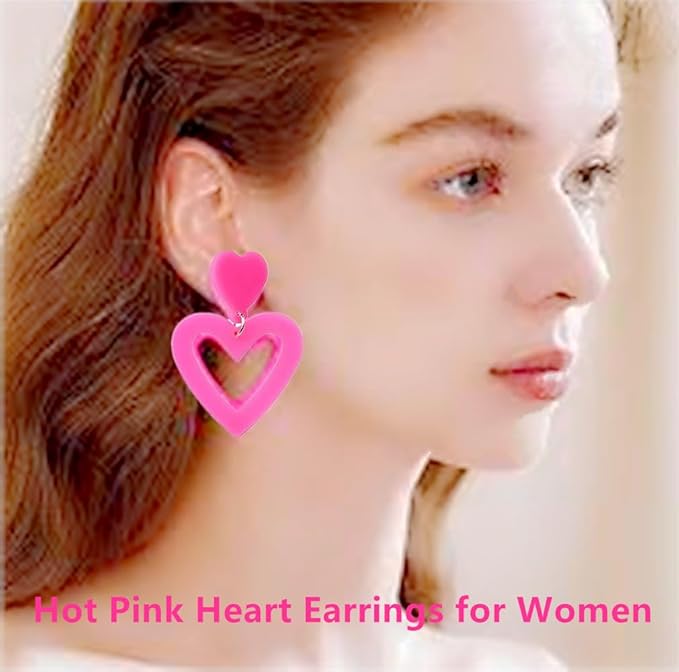 Go Ho Pink Body Glitter Gel and 2 PCS Heart Earrings for Women,Sparkle Holographic Chunky Sequins Glitter Gel with Pink Heart Earrings for Singer Concerts Makeup
