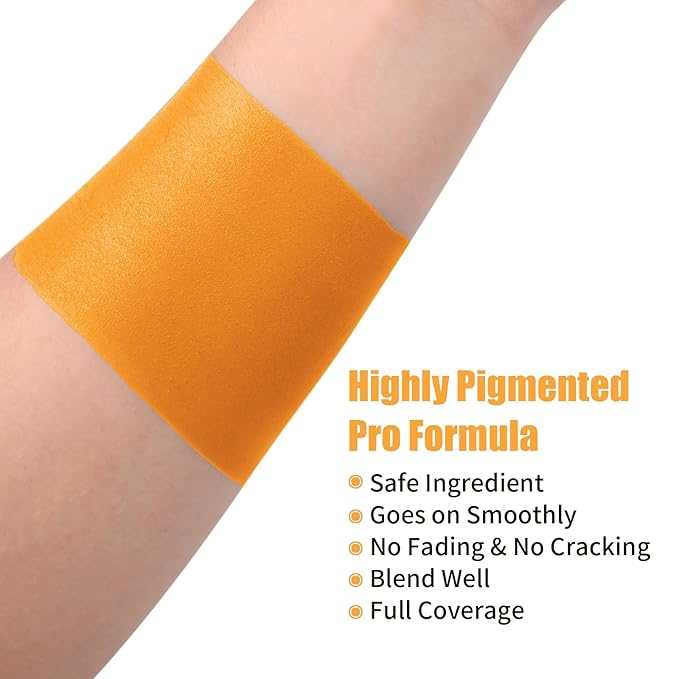 Pumpkin Orange Face Body Paint Stick, Cream Blendable Face Paint,Orange Eye Black Baseball/Softball, Face Painting for Halloween Pumpkin Special Effects SFX Cosplay Makeup