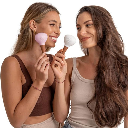 Small Silicone Makeup Brush Covers for Travel, A Storage & Organizer Case for Brushes to protect Makeup Bag, Designed For Smaller Brushes, Peach Tan, 2 Pack Set