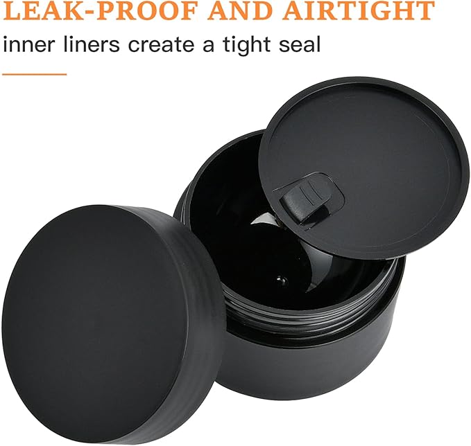 Plastic Containers Akamino White Plastic Lotion Jar with Inner Liners and Dome Lids for Make-up Cosmetic, Creams, Lotions, Refillable Travel Airtight Container Storage (1.25 Oz, 37 ML, 12 PCS, Black)