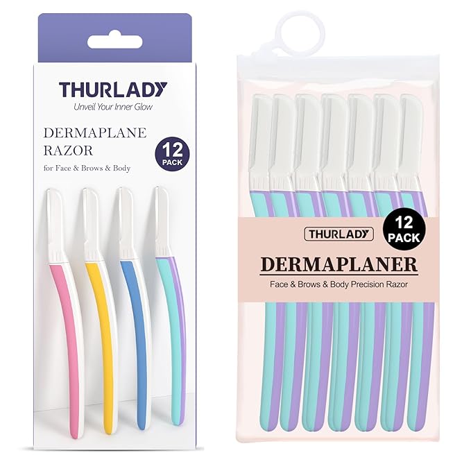 Dermaplane Razor for Women Face - Facial Razor for Women - Eyebrow & Face Razors, Exfoliating Microblades, Peach Fuzz Remover, Dermaplaning & Skin Care Tool, Travel Essentials, (12 pcs, Wisteria)