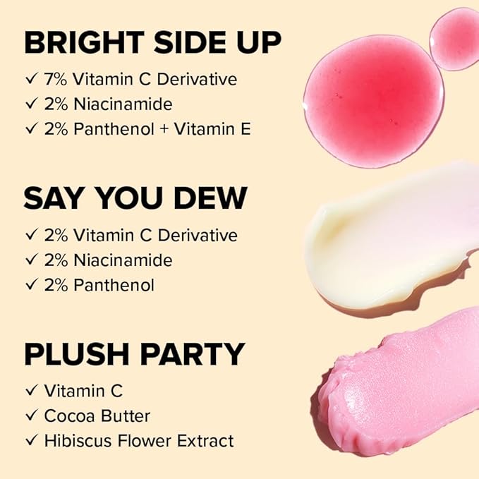 I DEW CARE Skin Care Set - Vitamin To Glow Pack | Niacinamide, Glass Skin Smoother, Vegan, Cruelty Free, Travel Size, Moisturizing Balm, For Dry Lips, Nourish, Hydrate, Illuminating, Stocking Stuffers